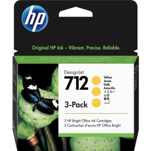 HP 712  - 29ml (3ED79A) Tri Pack Yellow Original Inkjet Cartridge - Cartouches Certifiees