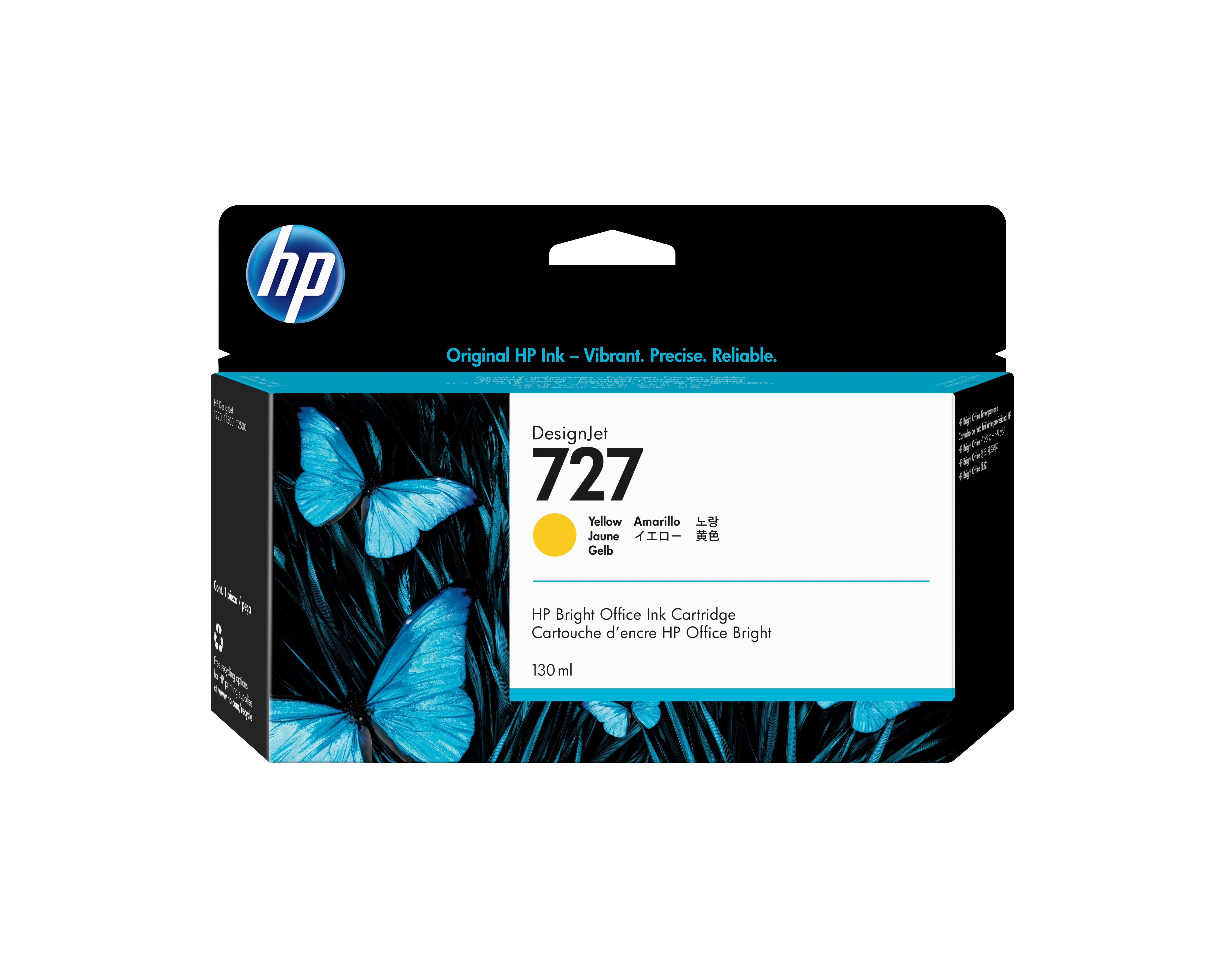 HP 727 - 130 ml (B3P21A) Yellow Original Inkjet Cartridge - Cartouches Certifiees