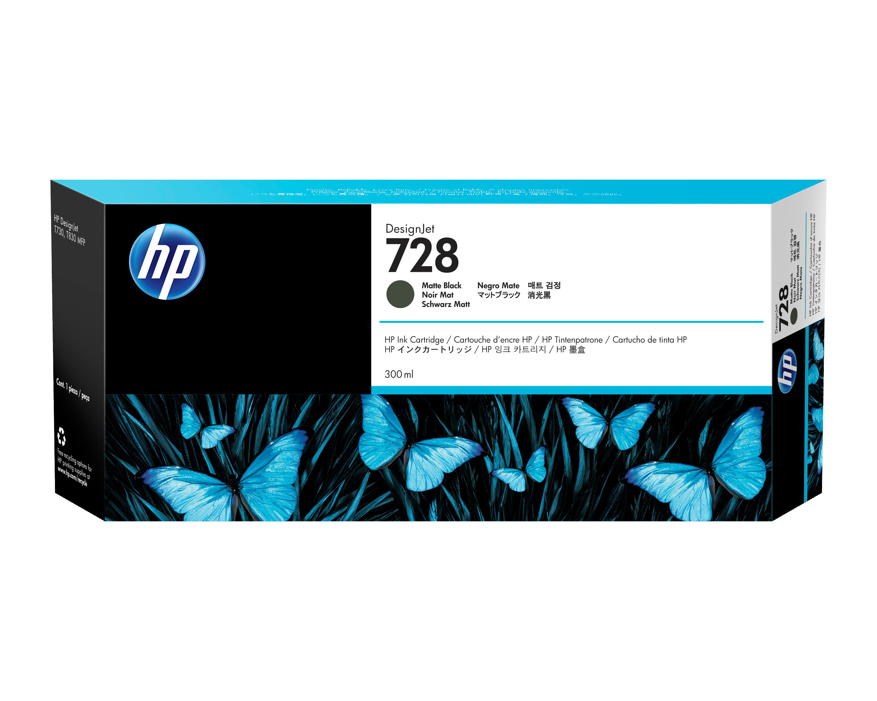 HP 728 - 300ml (F9J68A) Matte Black Original Inkjet Cartridge - Cartouches Certifiees