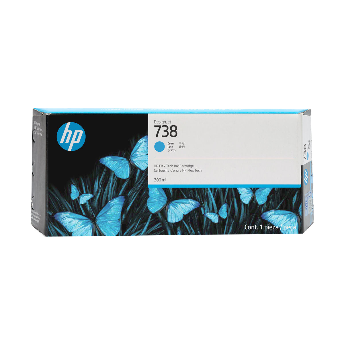 HP 738-300ml (676M6A) Cyan Original Inkjet Cartridge - Cartouches Certifiees