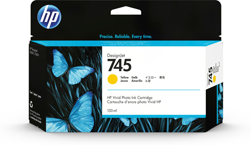 HP 745 - 130ml (F9J96A) Yellow Original Inkjet Cartridge - Cartouches Certifiees