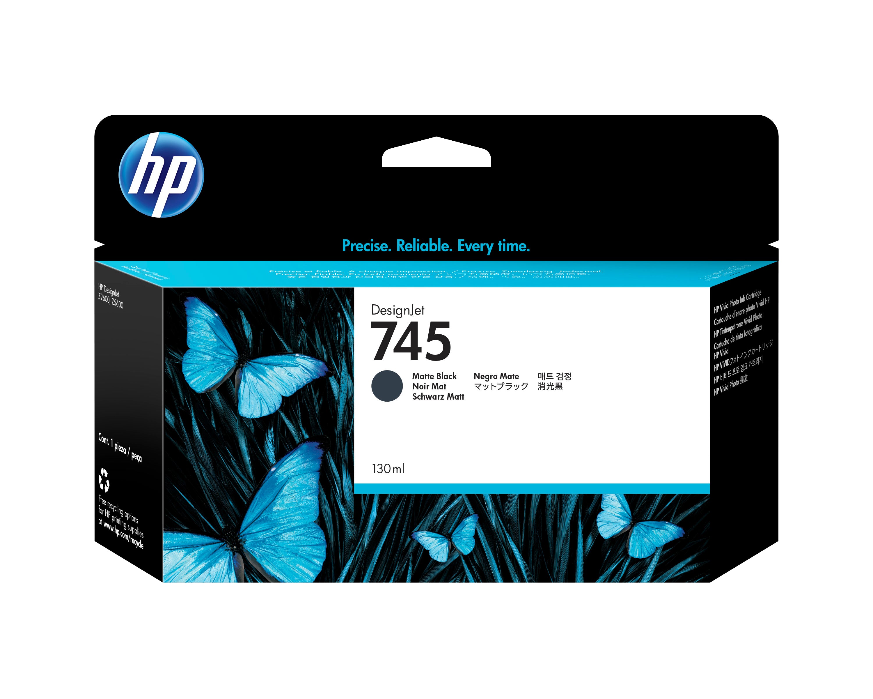 HP 745 - 130ml (F9J99A) Matte Black Original Inkjet Cartridge - Cartouches Certifiees