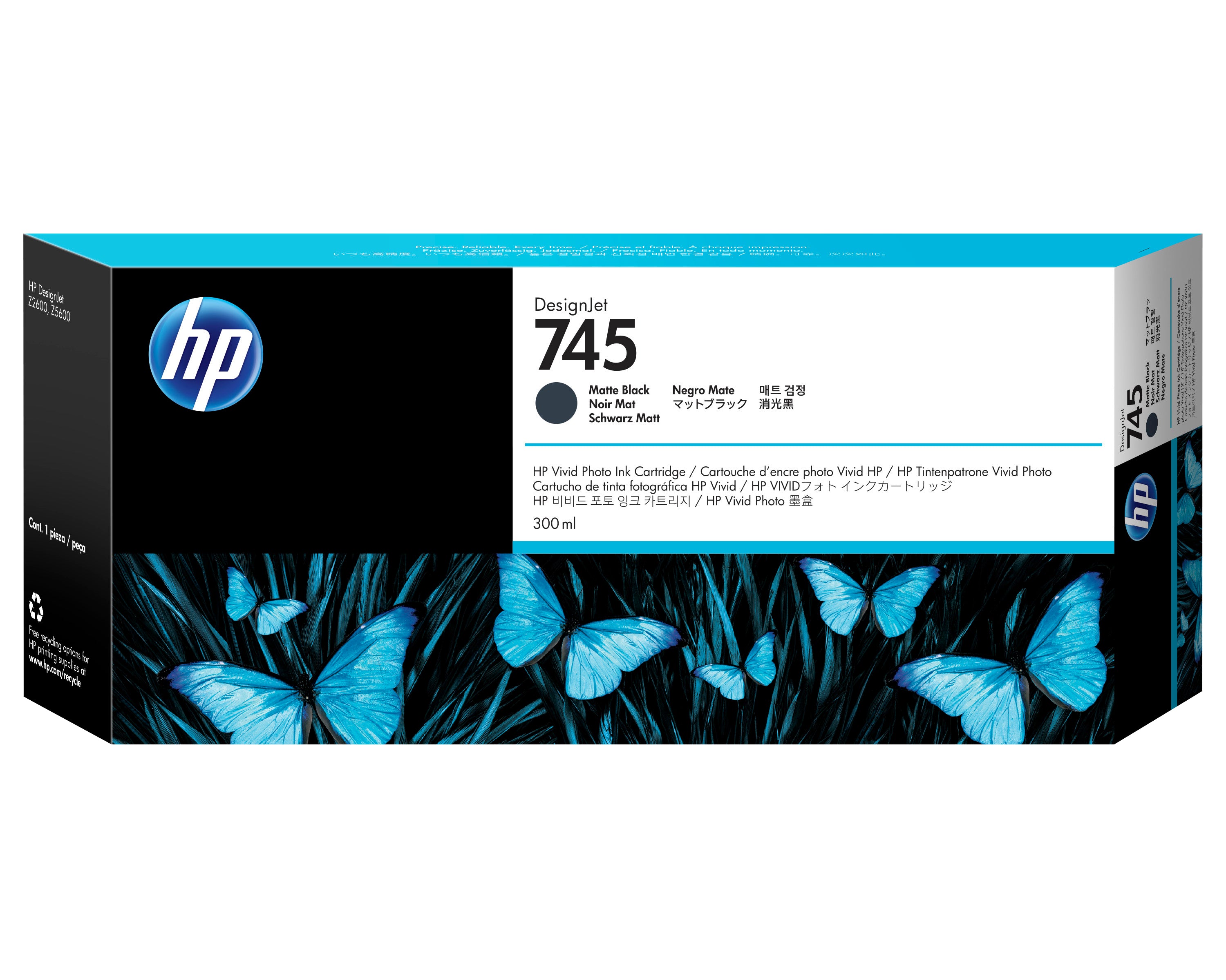HP 745 - 300ml (F9K05A) Matte Black Original Inkjet Cartridge - Cartouches Certifiees