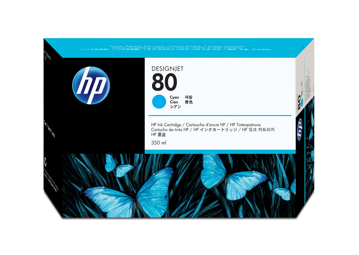 HP 80 - 350ml (C4846A) Cyan Original Inkjet Cartridge - Cartouches Certifiees