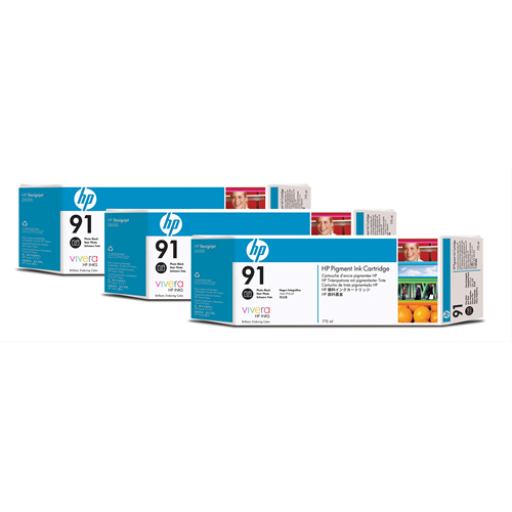 HP 91 775ml (C9481A) 3 Pack Photo Black Original Inkjet Cartridge - Cartouches Certifiees