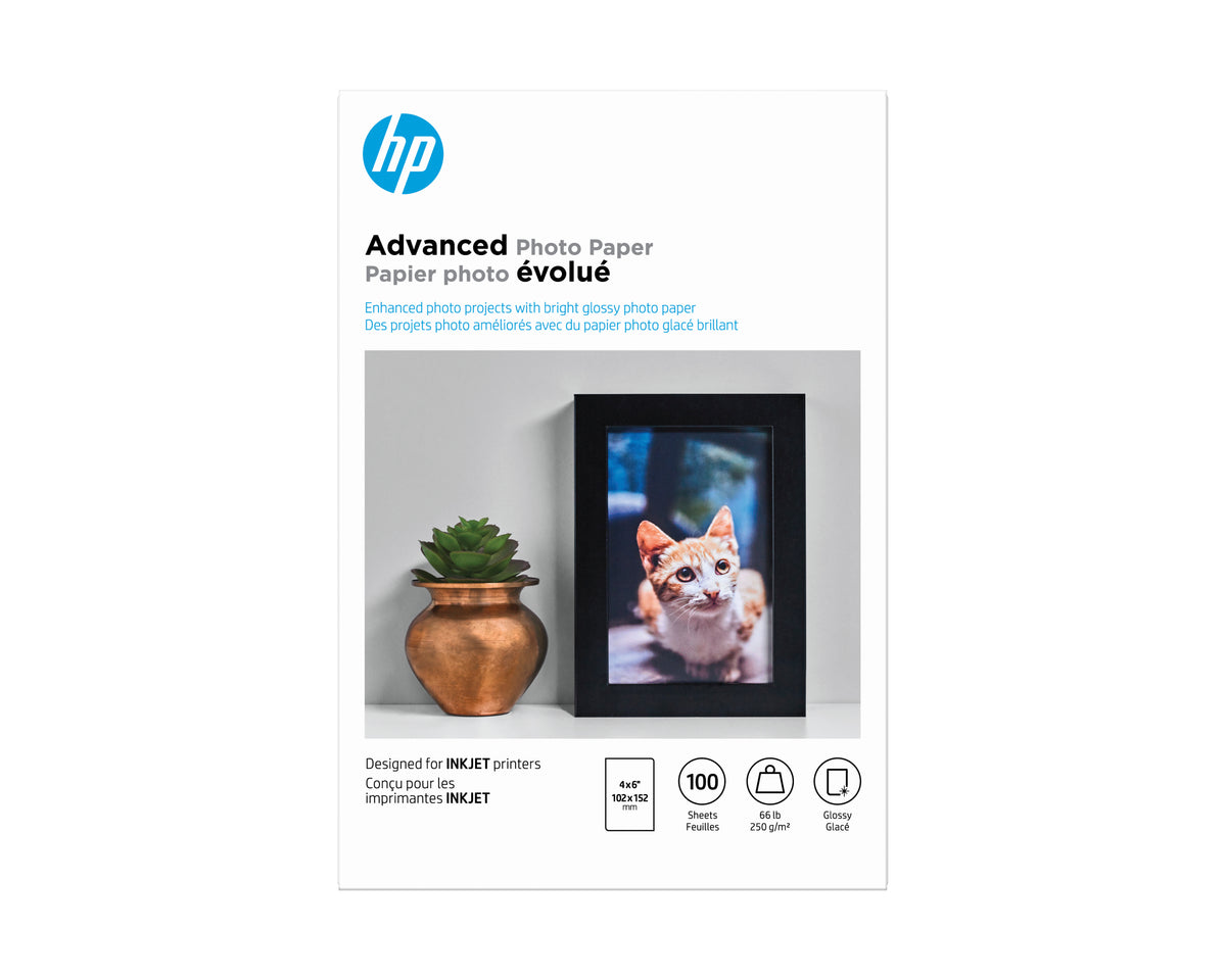 HP ADVANCE BORDERLESS GLOSSY PHOTO PAPER 4X 6 100 SHT (Q6638A) - Cartouches Certifiees