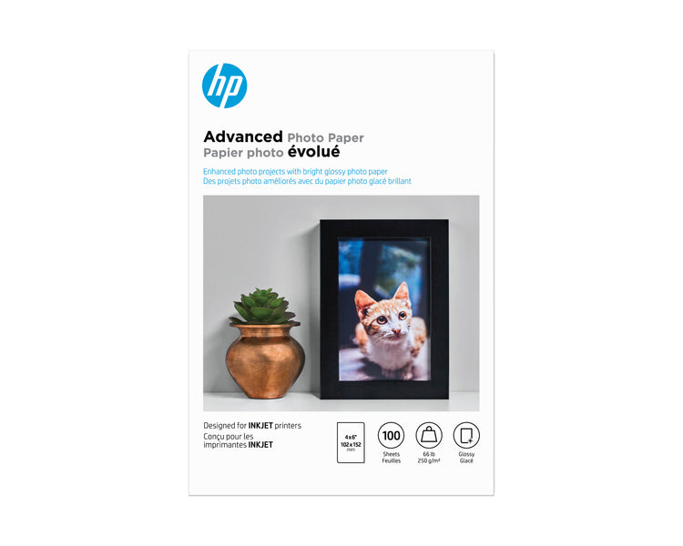 HP ADVANCE BORDERLESS GLOSSY PHOTO PAPER 4X 6 100 SHT (Q6638A) - Cartouches Certifiees
