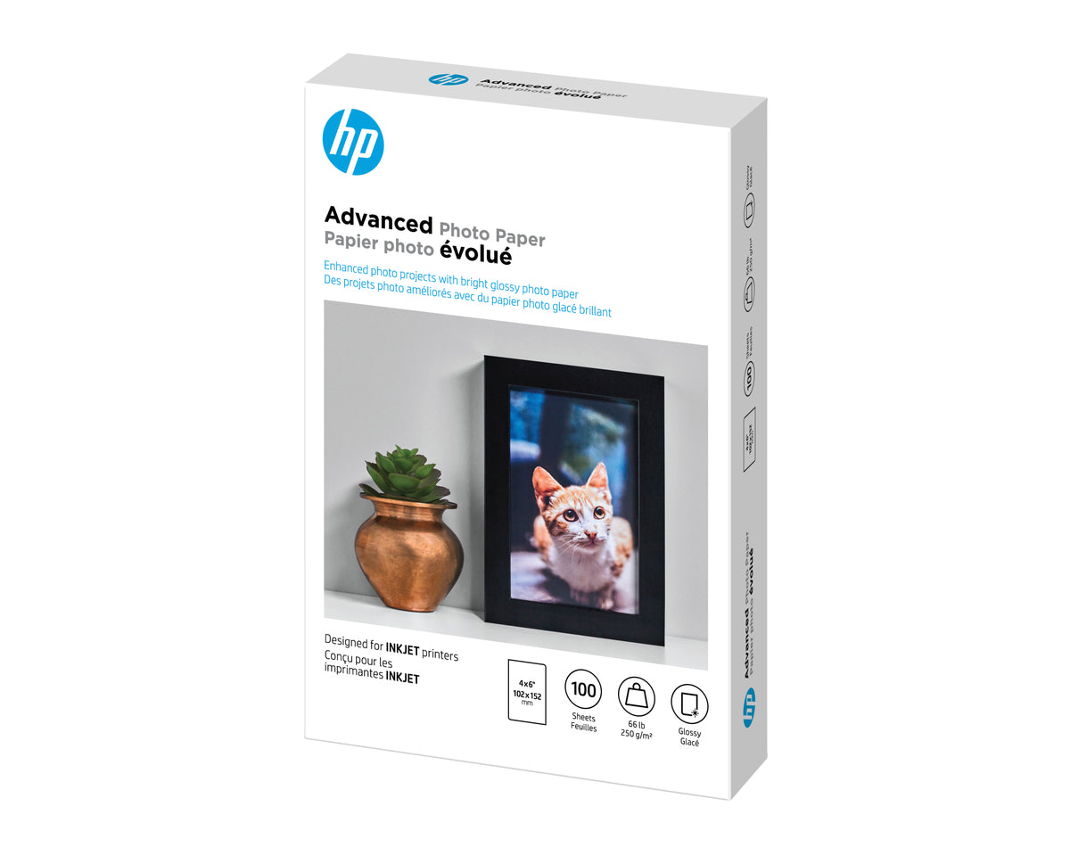HP ADVANCE BORDERLESS GLOSSY PHOTO PAPER 4X 6 100 SHT (Q6638A) - Cartouches Certifiees