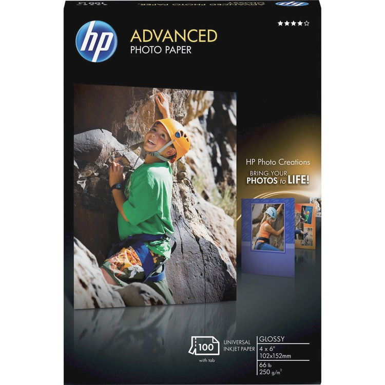 HP ADVANCE BORDERLESS GLOSSY PHOTO PAPER 4X 6 100 SHT (Q6638A) - Cartouches Certifiees