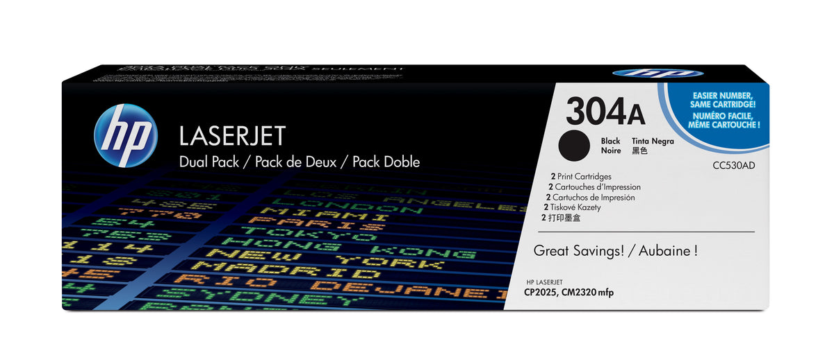 HP CC530AD (304A) Black Original Toner Cartridge - Cartouches Certifiees
