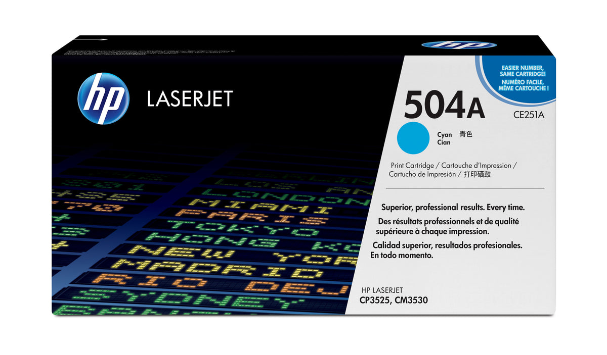 HP CE251A (504A) Cyan Original Toner Cartridge - Cartouches Certifiees