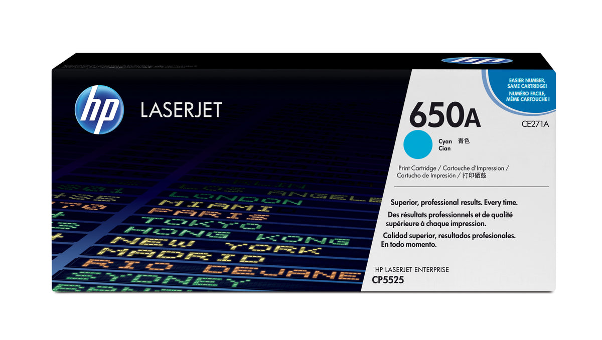 HP CE271A (650A) Cyan Original Toner Cartridge - Cartouches Certifiees