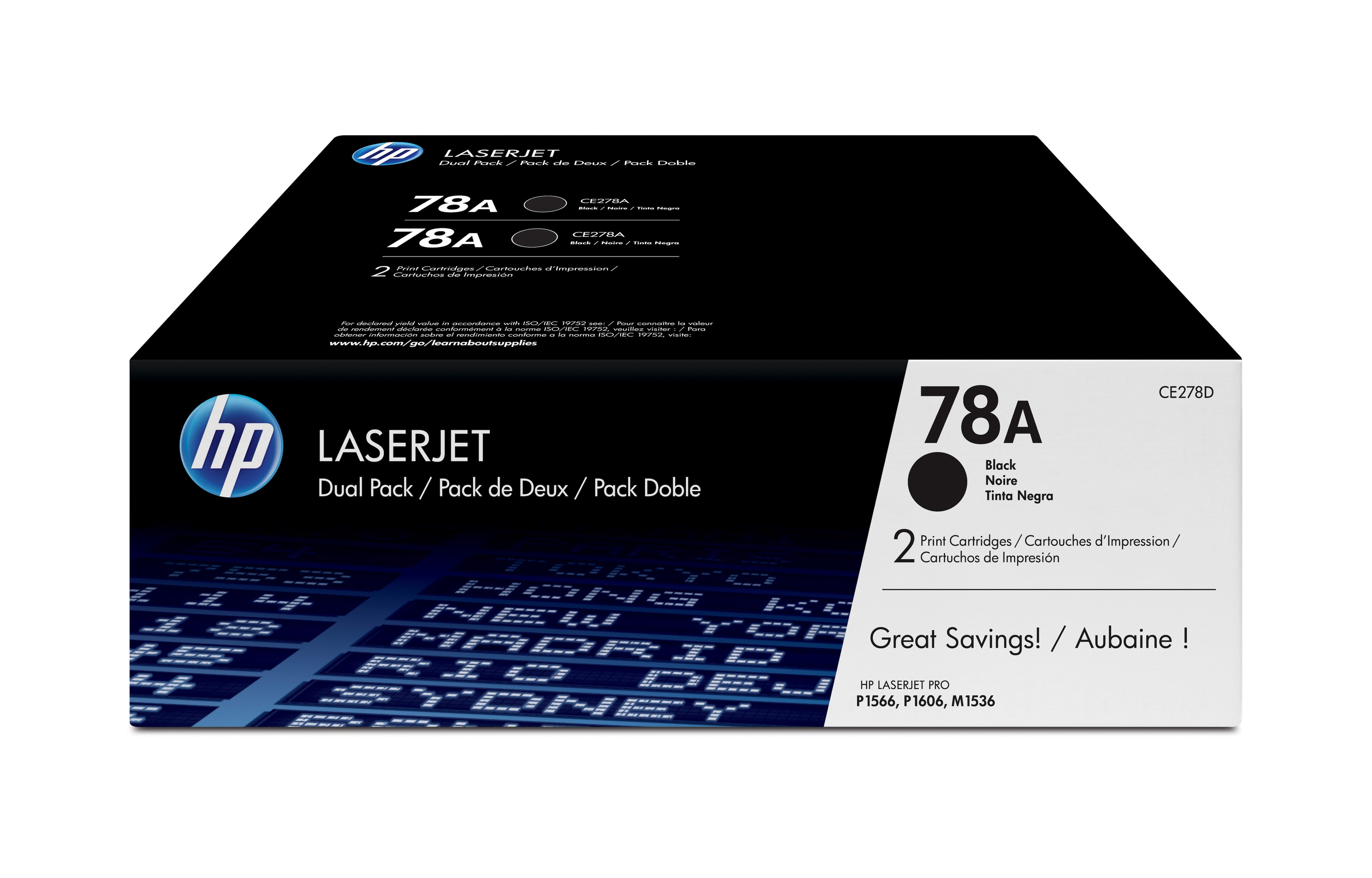 HP CE278AD (78A) 2 Pack Black Original Toner Cartridge - Cartouches Certifiees