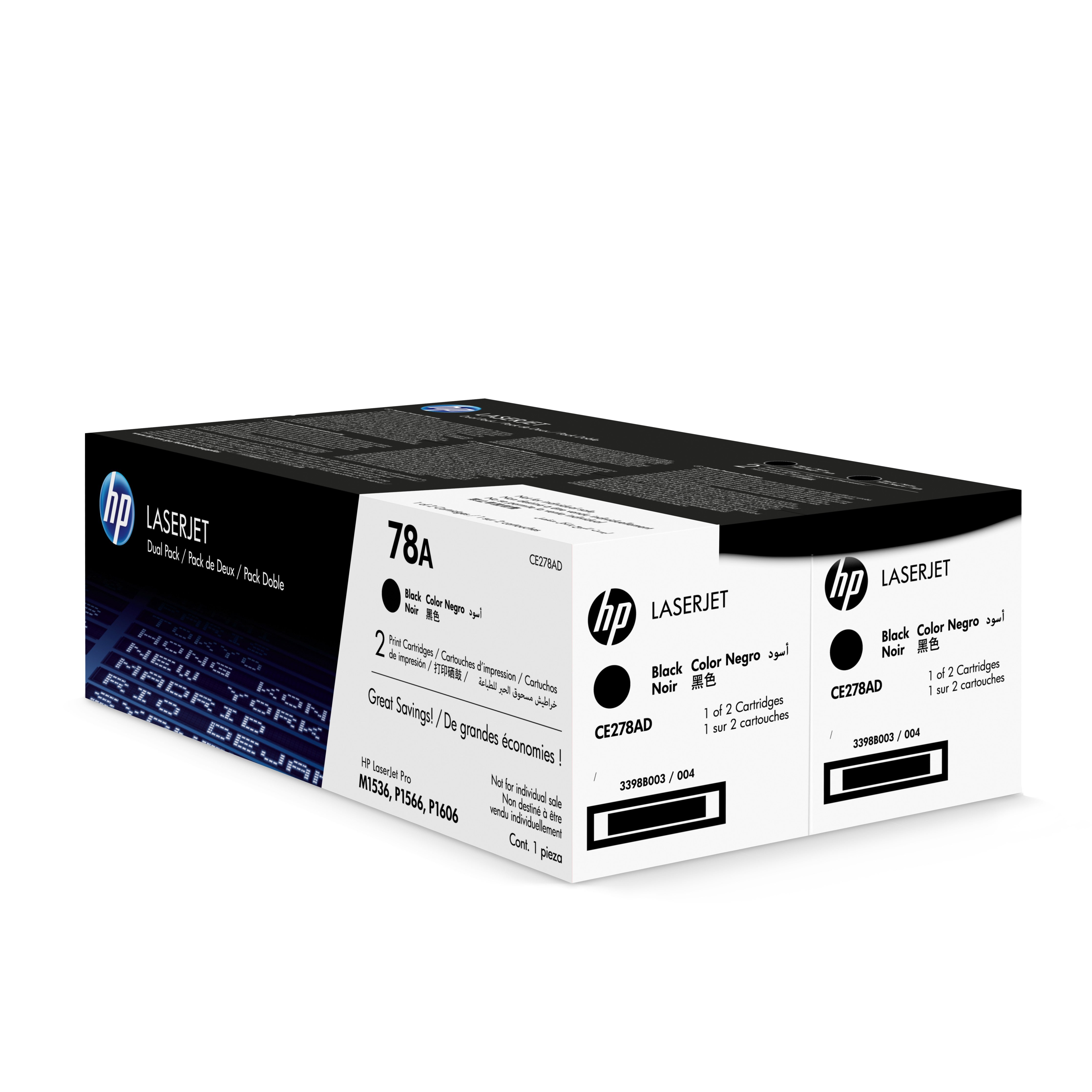 HP CE278AD (78A) 2 Pack Black Original Toner Cartridge - Cartouches Certifiees