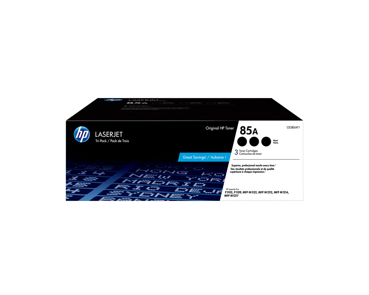 HP CE285AT1 (85A) 3 Pack Black Original Toner Cartridge - Cartouches Certifiees