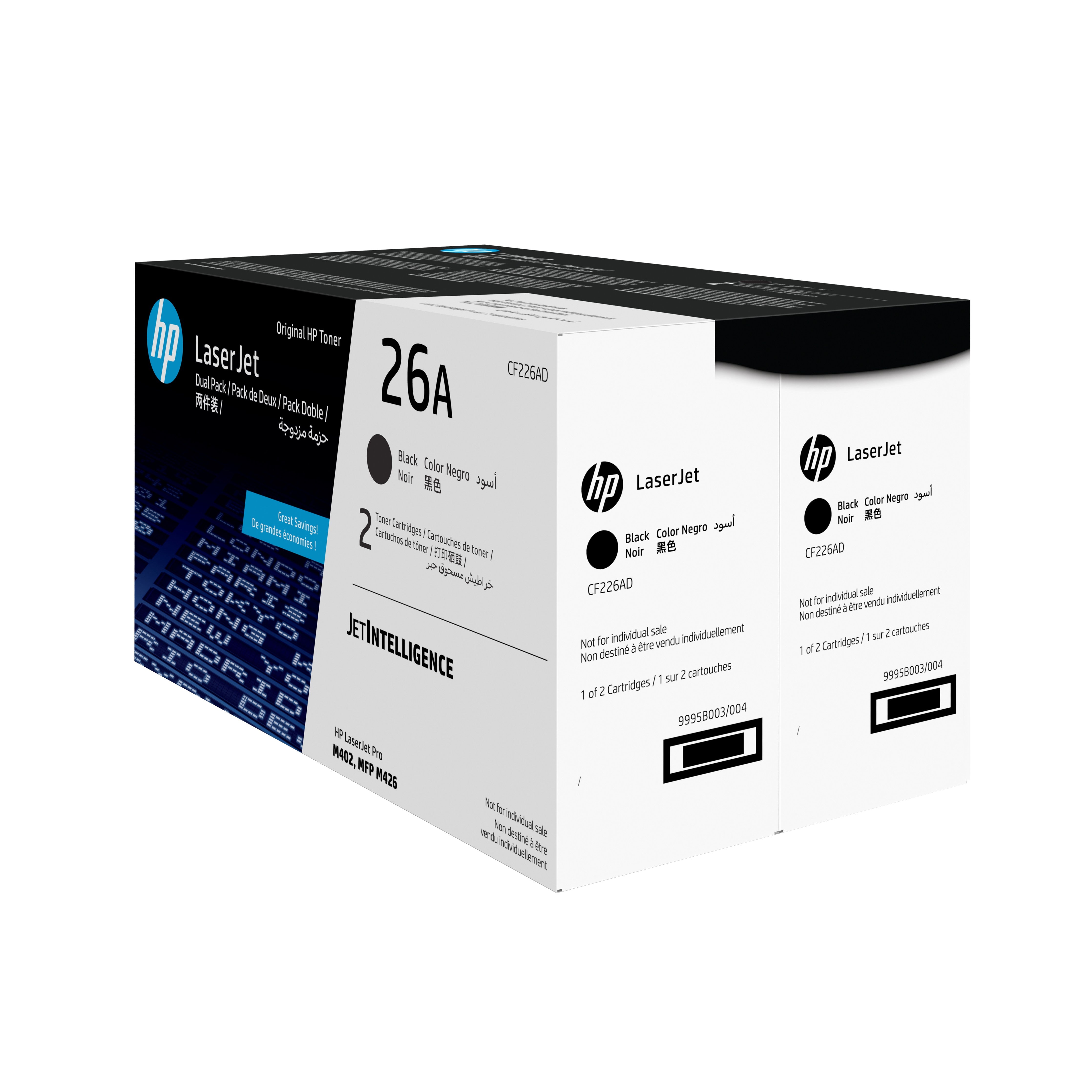 HP CF226AD (26A) 2 Pack Black Original Toner Cartridge - Cartouches Certifiees