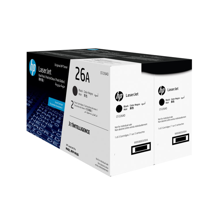 HP CF226AD (26A) 2 Pack Black Original Toner Cartridge - Cartouches Certifiees