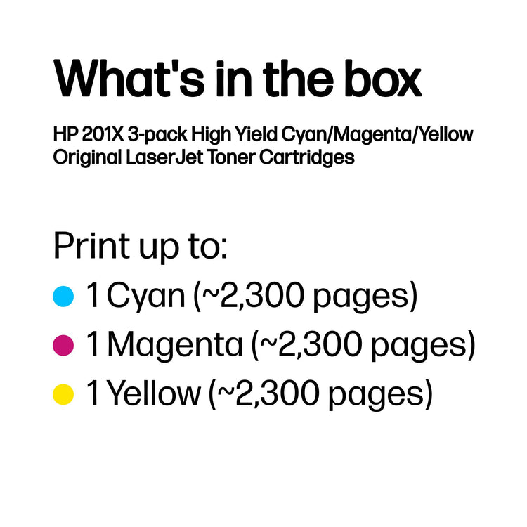 HP CF253XM (201X) 3 Pack Color Original Toner Cartridge - Cartouches Certifiees
