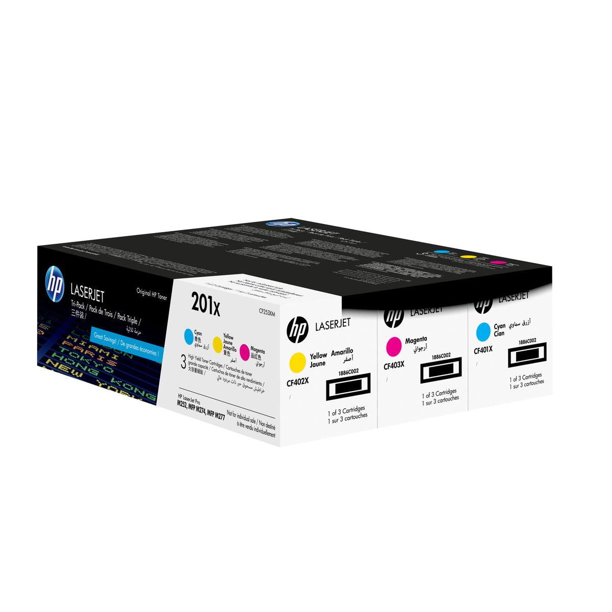 HP CF253XM (201X) 3 Pack Color Original Toner Cartridge - Cartouches Certifiees