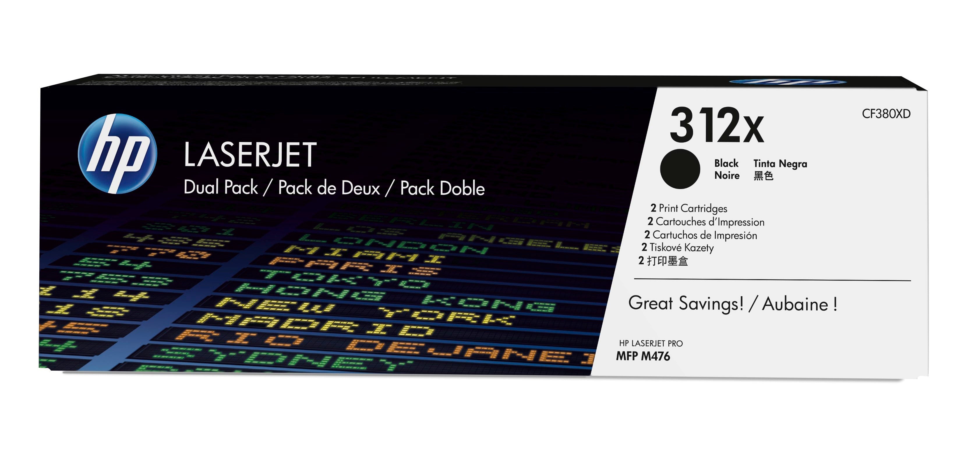HP CF380XD (312X) 2 Pack Black Original Toner Cartridge - Cartouches Certifiees