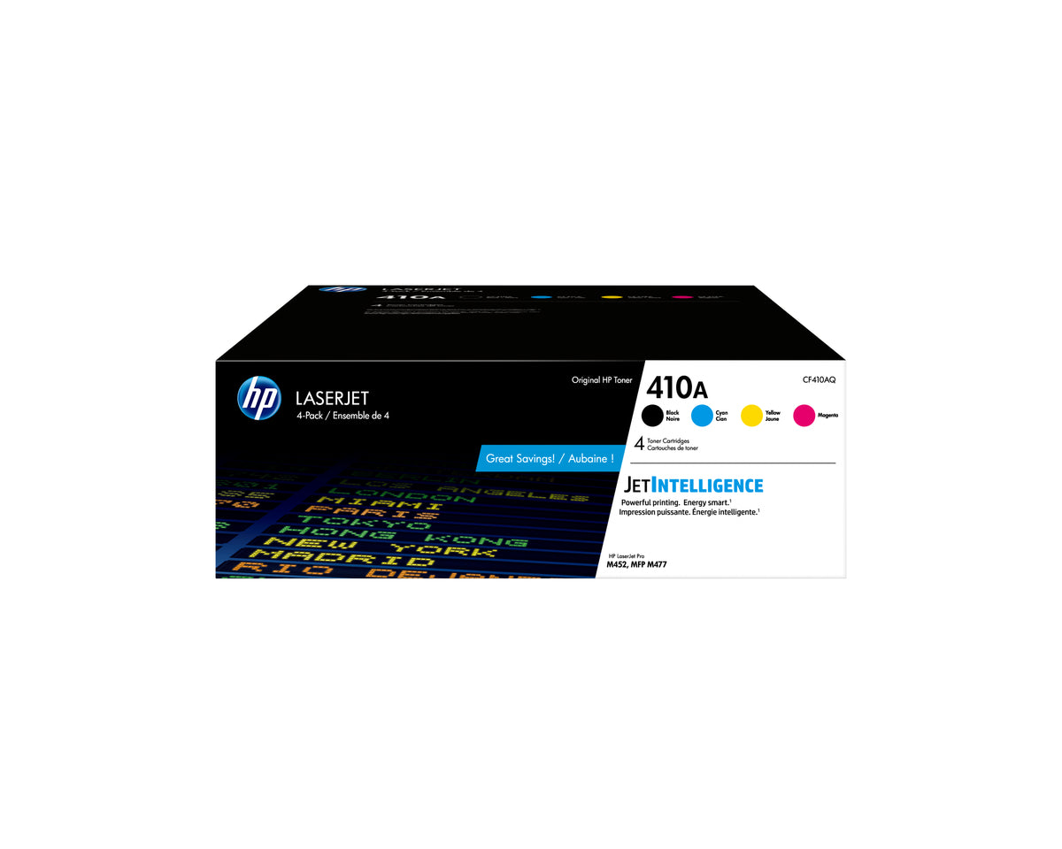 HP CF410AQ (410A) 4 Pack Black And Color Original Toner Cartridge - Cartouches Certifiees