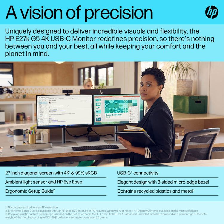 HP E27K G5 USB-C 4K MONITOR U.S. - ENGLISH LOCALIZATION (6N4C4AA#ABA) - Cartouches Certifiees