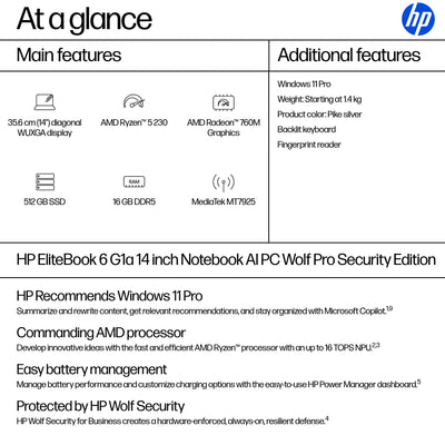 HP EB6G1A14 R5P-230 14 16GB/512 PC CANADA - FRENCH BILINGUAL (BM1L0UT#ABL) - Cartouches Certifiees
