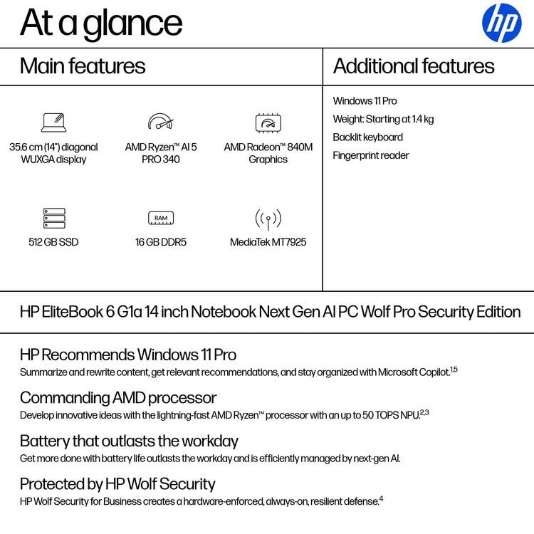 HP EB6G1A14AI RA5P340 14 16GB/512 PC CANADA - FRENCH BILINGUAL (C0DP9UT#ABL) - Cartouches Certifiees