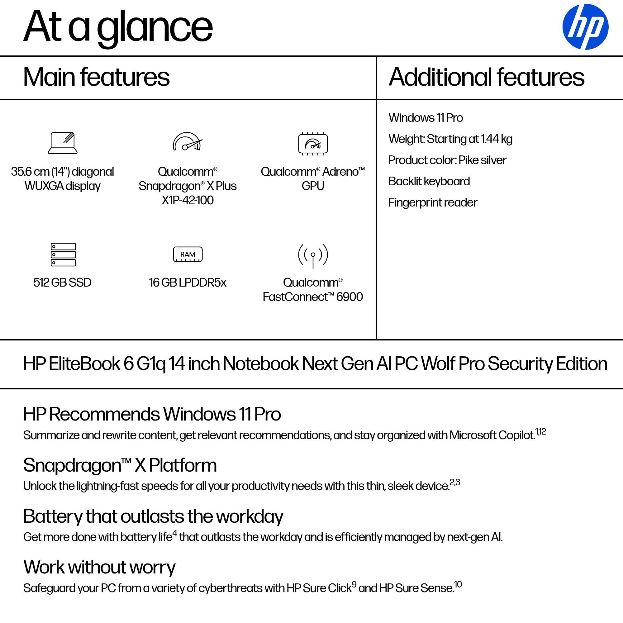 HP EB6G1Q14AI X1P4210 14 16GB/512 PC ENGLISH (BF9A1UT#ABA) - Cartouches Certifiees