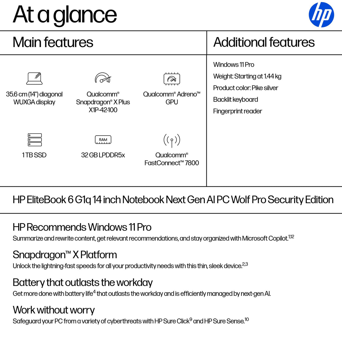 HP EB6G1Q14AI X1P4210 14 32GB/1T PC ENGLISH (BF9A2UT#ABA) - Cartouches Certifiees