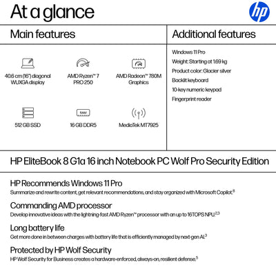 HP EB8G1A16 R7P-250 16 16GB/512 PC ENGLISH SB+ (C04M8UT#ABA) - Cartouches Certifiees