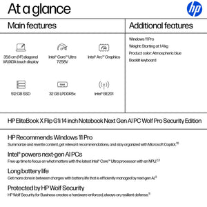 HP EBXFLG1I14AI U7 258V 14 32GB/512 PC ENGLISH (B86CHUT#ABA) - Cartouches Certifiees