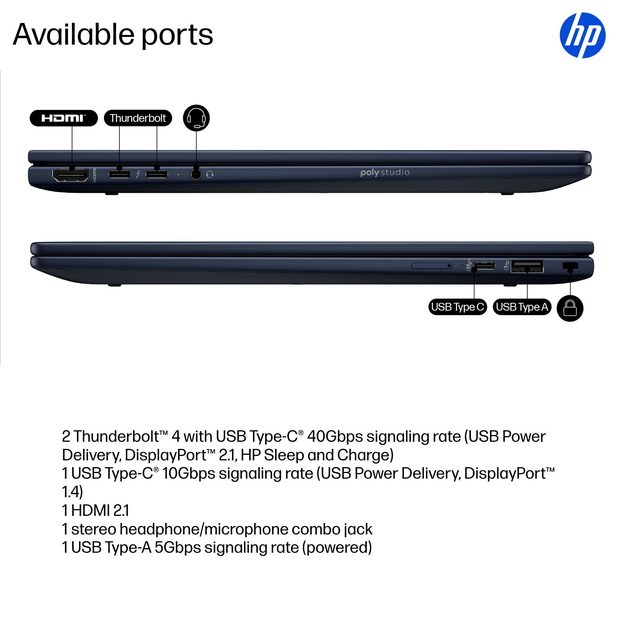 HP EliteBook X Flip G1i Next Gen AI PC Wolf Pro Security Edition Copilot+ PC Intel Core Ultra 7 268V Hybrid (2-in-1) 35.6 cm (14") Touchscreen WUXGA 32 GB LPDDR5x-SDRAM 1 TB SSD Wi-Fi 7 (802.11be) Windows 11 Pro Blue (B8GE7UT#ABA) - Cartouches Certifiees