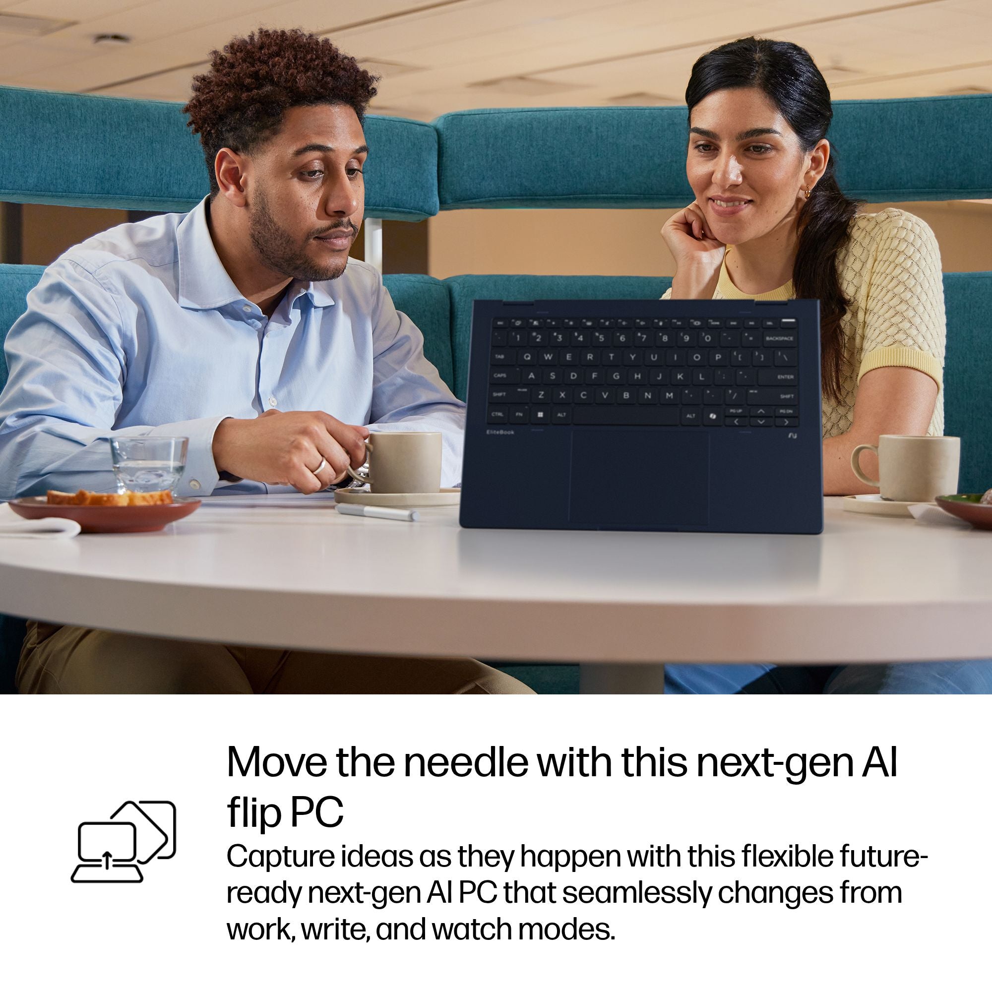 HP EliteBook X Flip G1i Next Gen AI PC Wolf Pro Security Edition Copilot+ PC Intel Core Ultra 7 268V Hybrid (2-in-1) 35.6 cm (14") Touchscreen WUXGA 32 GB LPDDR5x-SDRAM 1 TB SSD Wi-Fi 7 (802.11be) Windows 11 Pro Blue (B8GE7UT#ABA) - Cartouches Certifiees