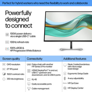 HP HPI S5 PRO 527PU QHD USB-C MNTR UNITED STATES / CANADA ENGLISH (9E0G5AA#ABA) - Cartouches Certifiees