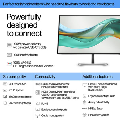 HP HPI S5 PRO 527PU QHD USB-C MNTR UNITED STATES / CANADA ENGLISH (9E0G5AA#ABA) - Cartouches Certifiees