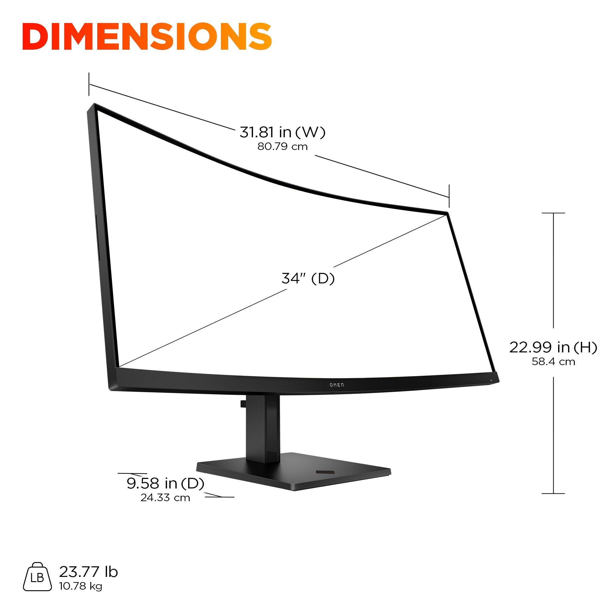 HP OMEN 34c G2 WQHD 180Hz Curved GamingMNTR United States / Canada English (AV4C1AA#ABA) - Cartouches Certifiees