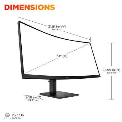 HP OMEN 34c G2 WQHD 180Hz Curved GamingMNTR United States / Canada English (AV4C1AA#ABA) - Cartouches Certifiees