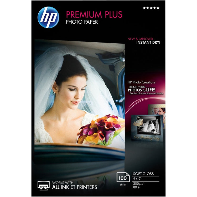 HP Prem Plus 4x6 SG 100 sht Photo Paper (CR666A) - Cartouches Certifiees