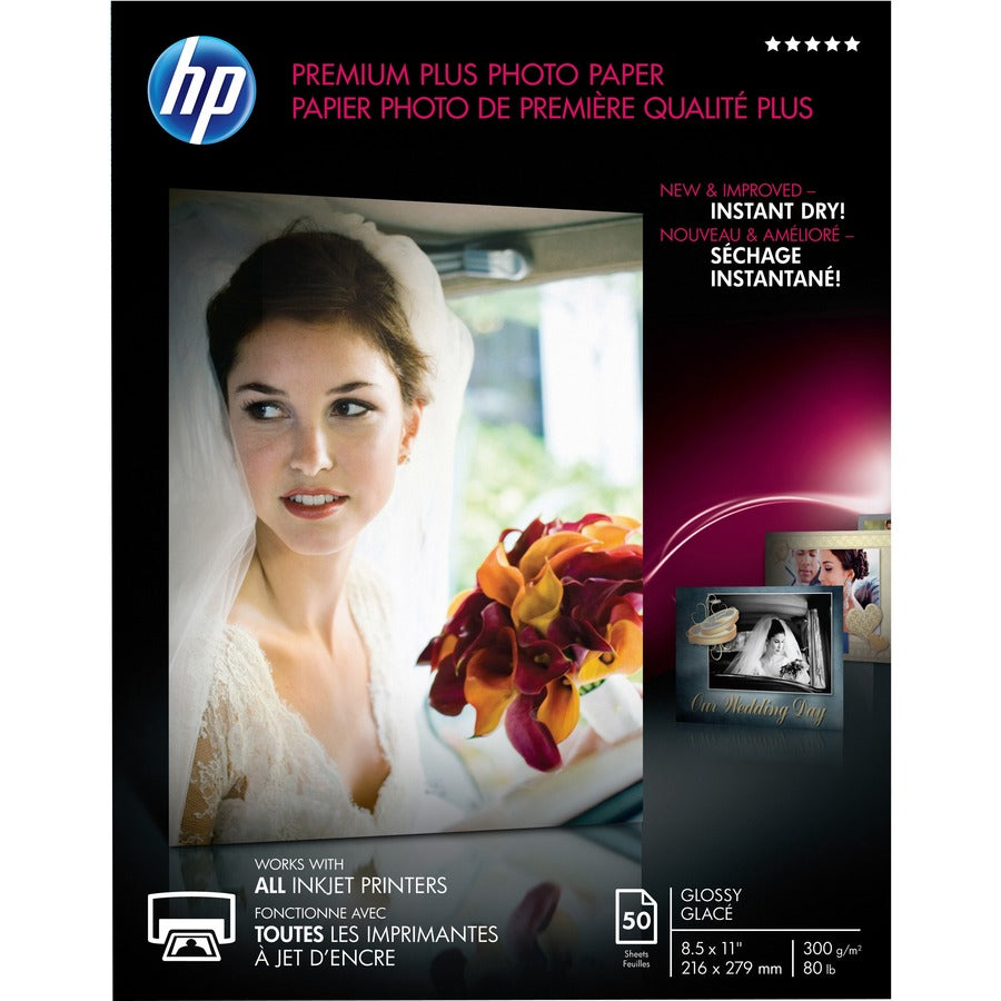HP PREMIUM PLUS PHOTO PAPER GLOSSY 8.5X11 50 SHEET (CR664A) - Cartouches Certifiees
