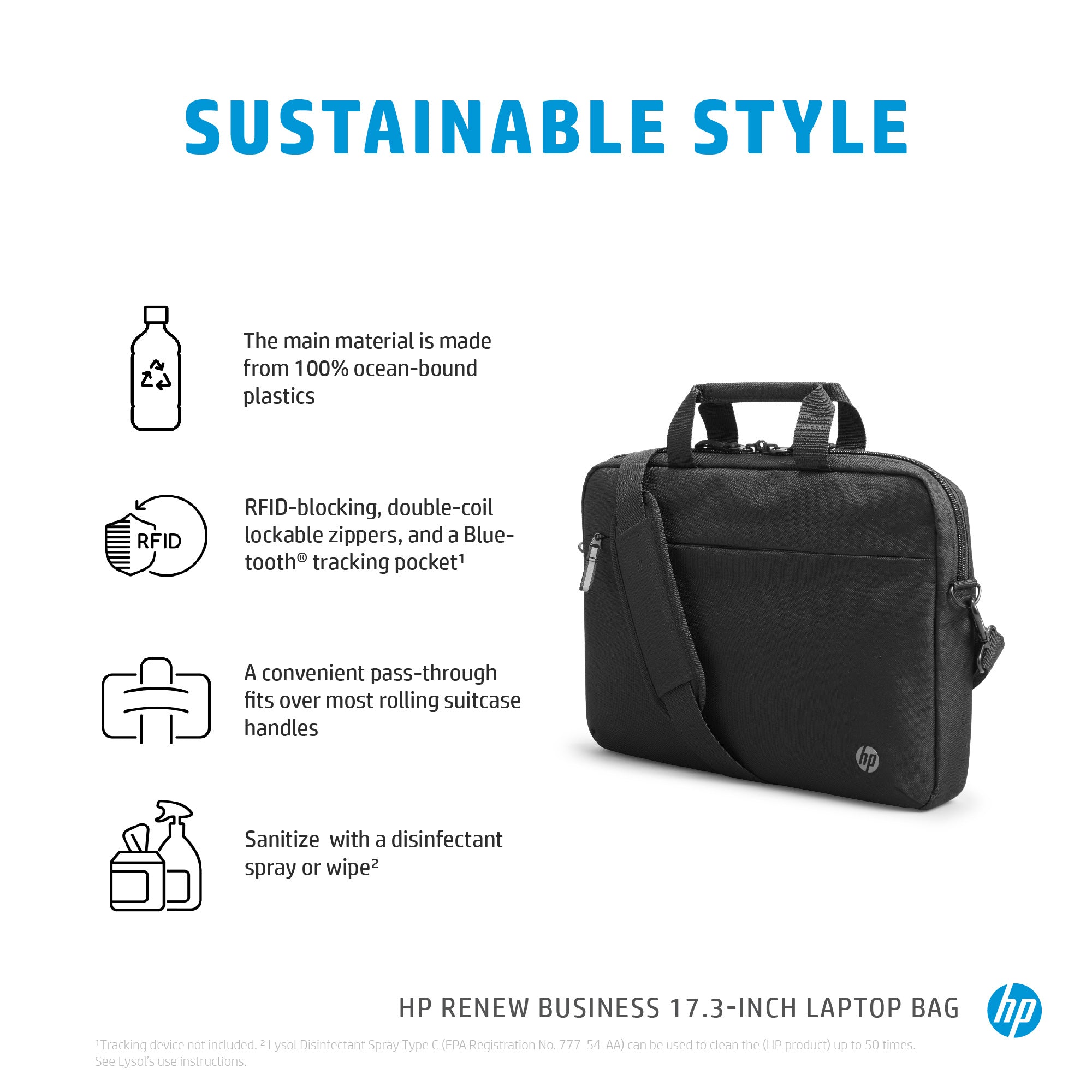HP Renew Business 17.3 Laptop Bag 43.9 cm (17.3") Briefcase Black (3E2U6AA) - Cartouches Certifiees