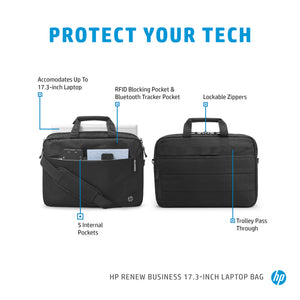 HP Renew Business 17.3 Laptop Bag 43.9 cm (17.3") Briefcase Black (3E2U6AA) - Cartouches Certifiees