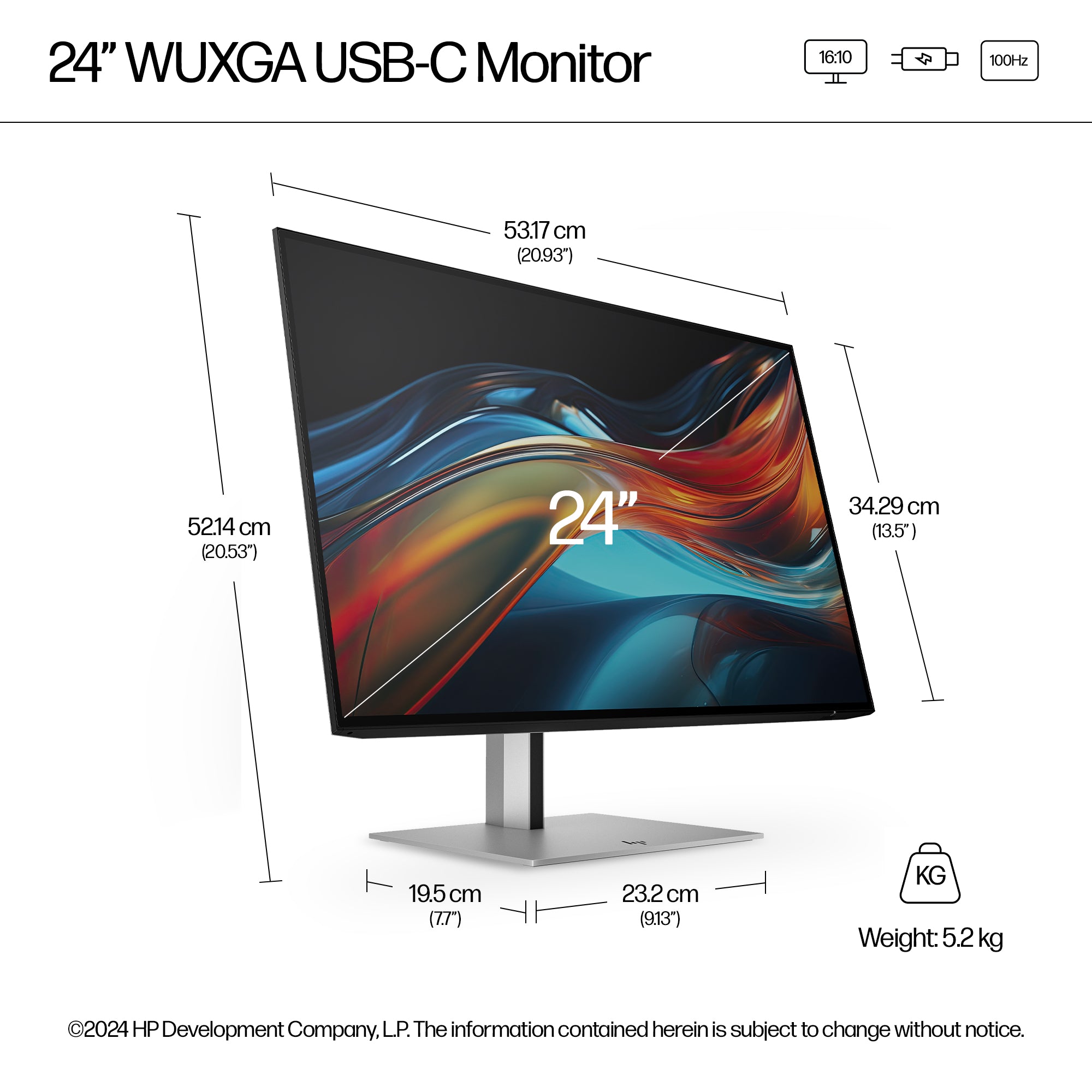 HP S7 PRO 724PU WUXGA USB-C MNTR UNITED STATES / CANADA ENGLISH (8Y2F7AA#ABA) - Cartouches Certifiees