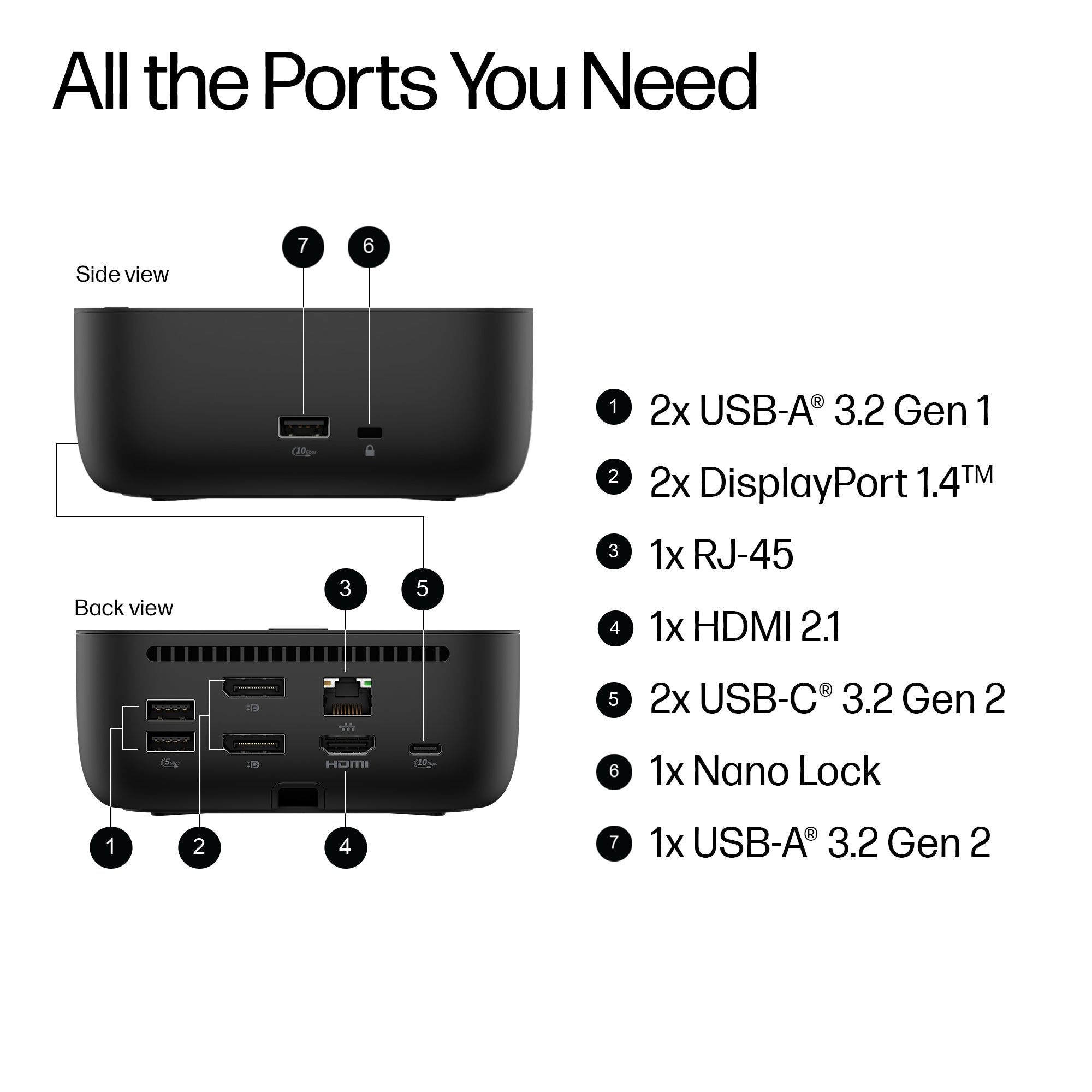 HP USB-C 100W G6 Dock (9X3V1UT#ABA) - Cartouches Certifiees