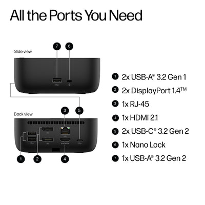 HP USB-C 100W G6 Dock (9X3V1UT#ABA) - Cartouches Certifiees