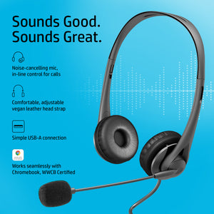 HP USB G2 Stereo Headset Wired Head-band Office/Call center Black (428K6AA) - Cartouches Certifiees