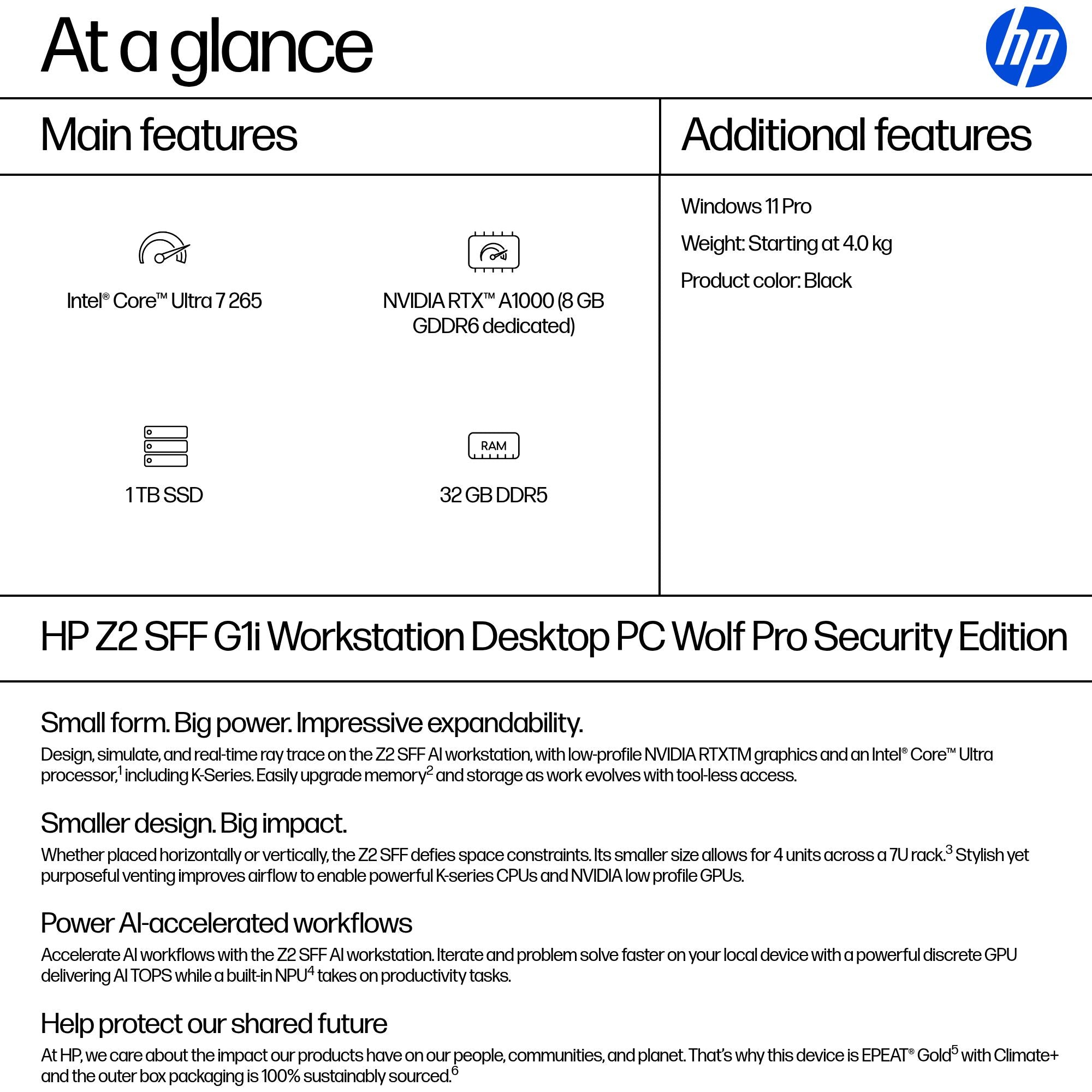 HP Z2 SFF G1I U7265 32GB/1TB PC ENGLISH (BN5L6UT#ABA) - Cartouches Certifiees