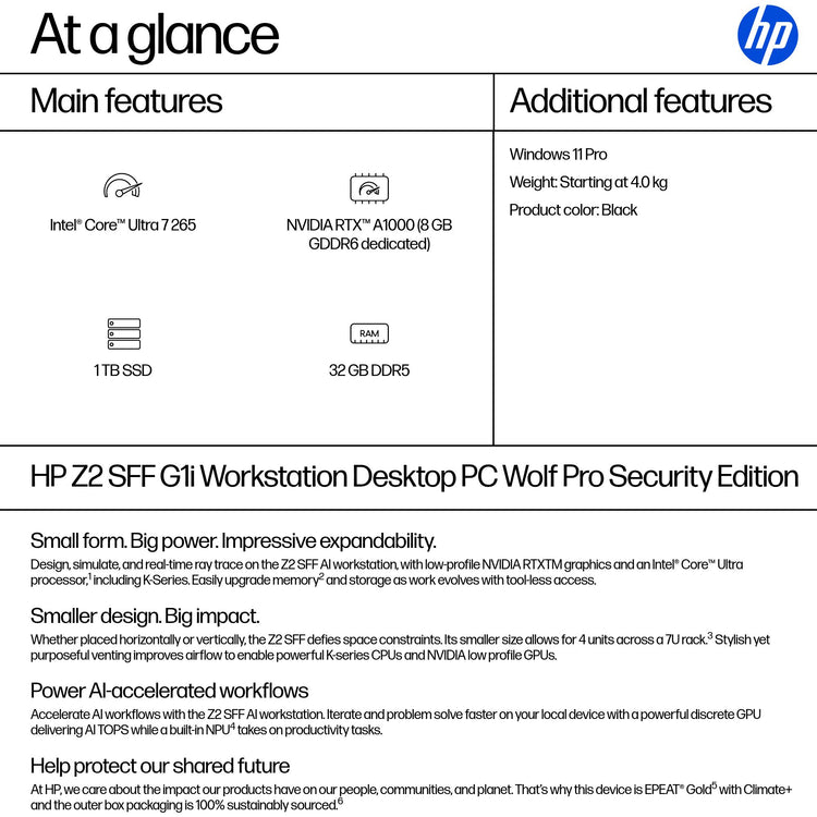HP Z2 SFF G1I U7265 32GB/1TB PC ENGLISH (BN5L6UT#ABA) - Cartouches Certifiees