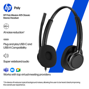 HPE HP Poly Mission 415 Monaural USB Wired Headset (C01B2AA#AC3) - Cartouches Certifiees