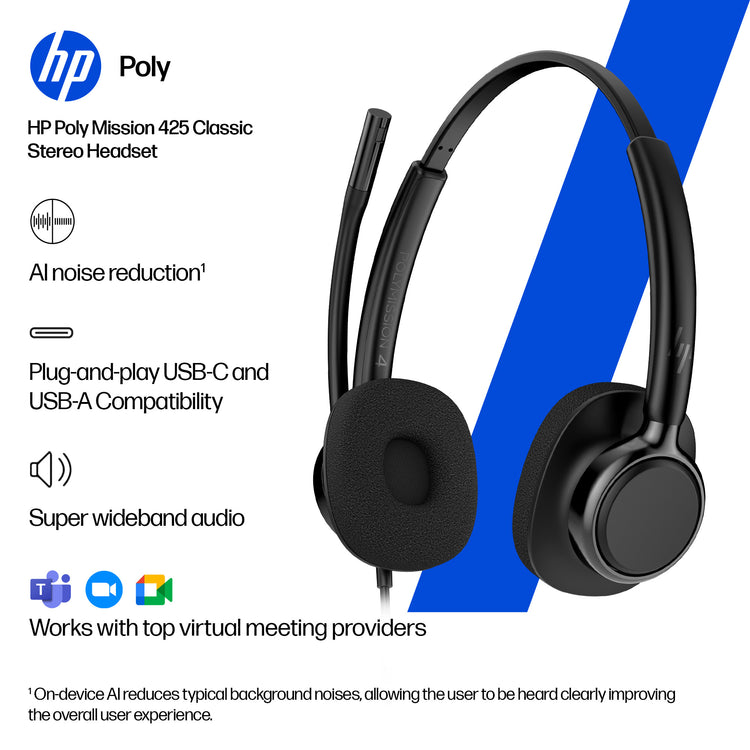HPE HP Poly Mission 415 Monaural USB Wired Headset (C01B2AA#AC3) - Cartouches Certifiees